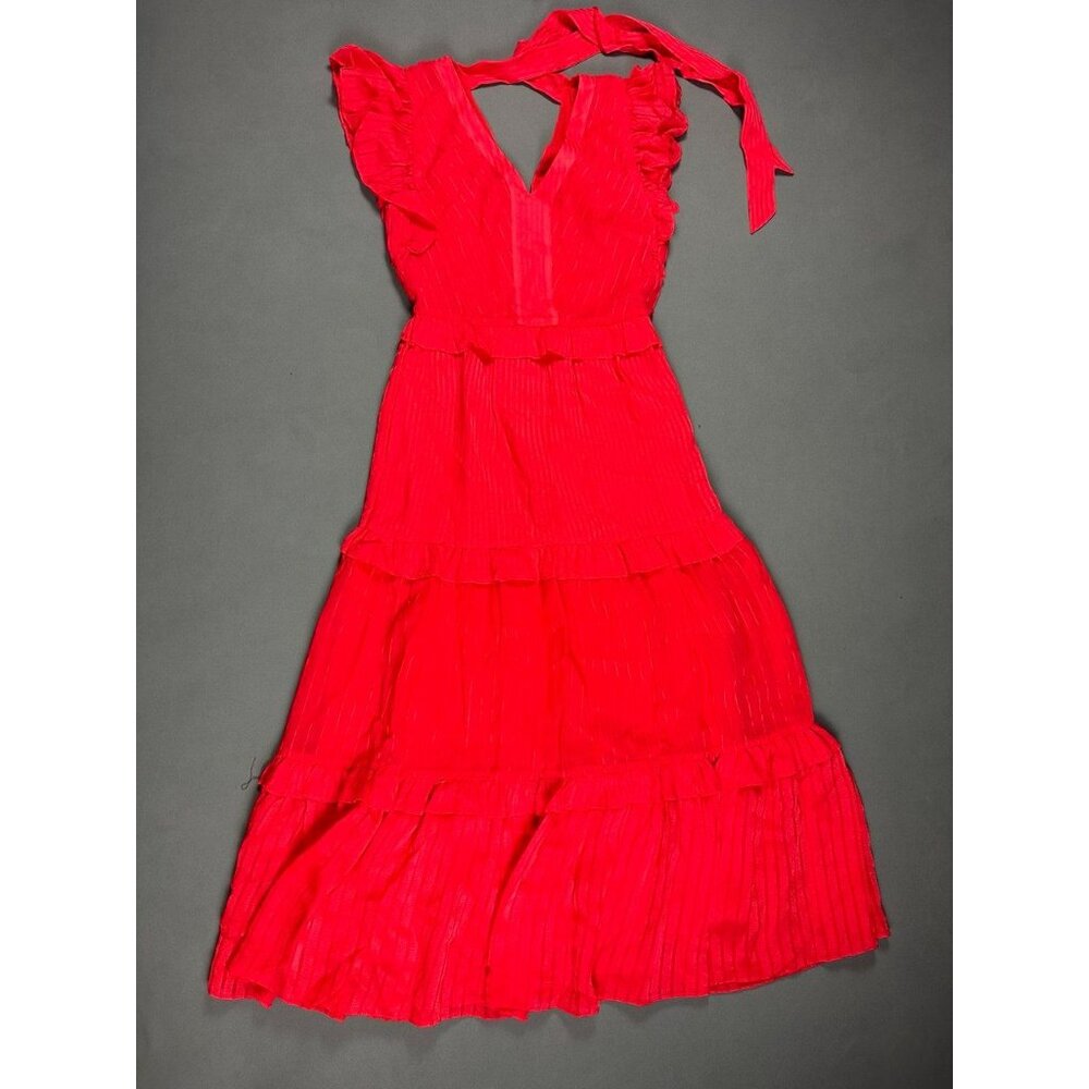 Ted Baker Tiliana – Ruffle Detail Tiered Midi Dress Coral Sz 1 -4US  $398 - Picture 2 of 11